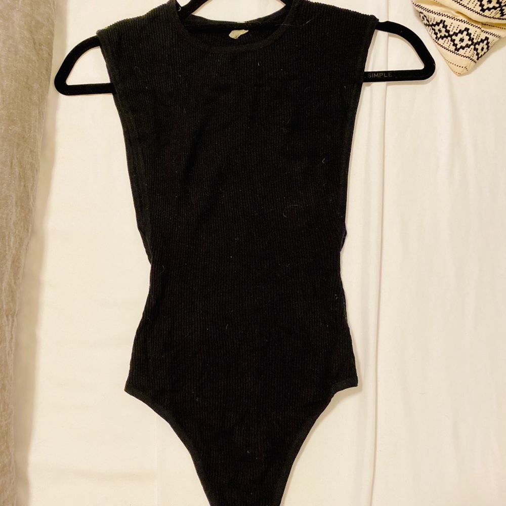 LF Ribbed Black Bodysuit
